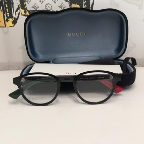 Gucci GG0161O 002 – Gloss Black with Green & Red Web Stripes | 48-23-145 | New A - Picture 3 of 11